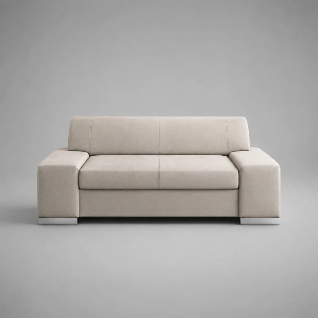 2-Sitzer-Sofa mit Polyesterbezug und Schaumstoffpolsterung, Beige, 180 × 90 × 85 cm